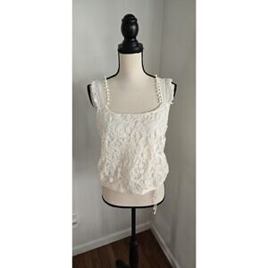 Anthropologie Tiny Macie Crochet Tank Size M Medium Sleevelss Boho Embroidered